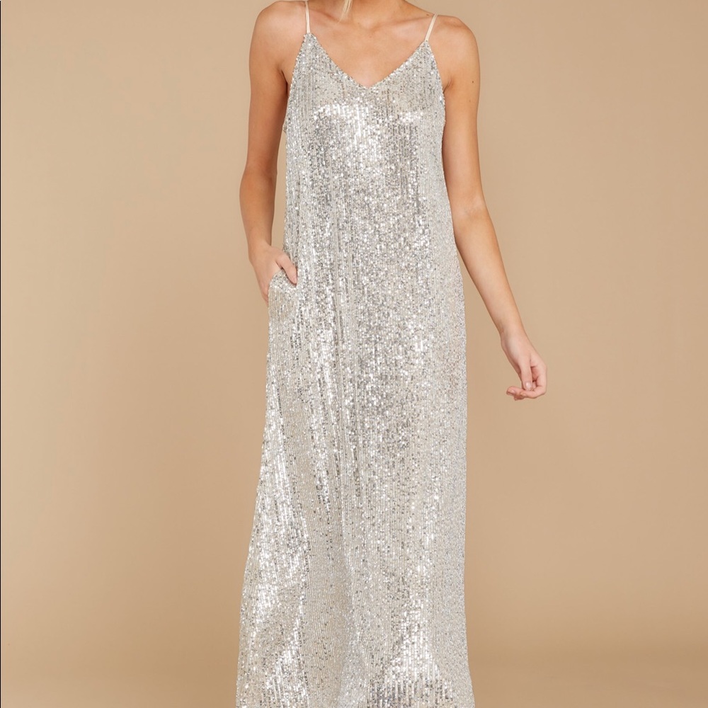You’d be surprised champagne sequin maxi dress